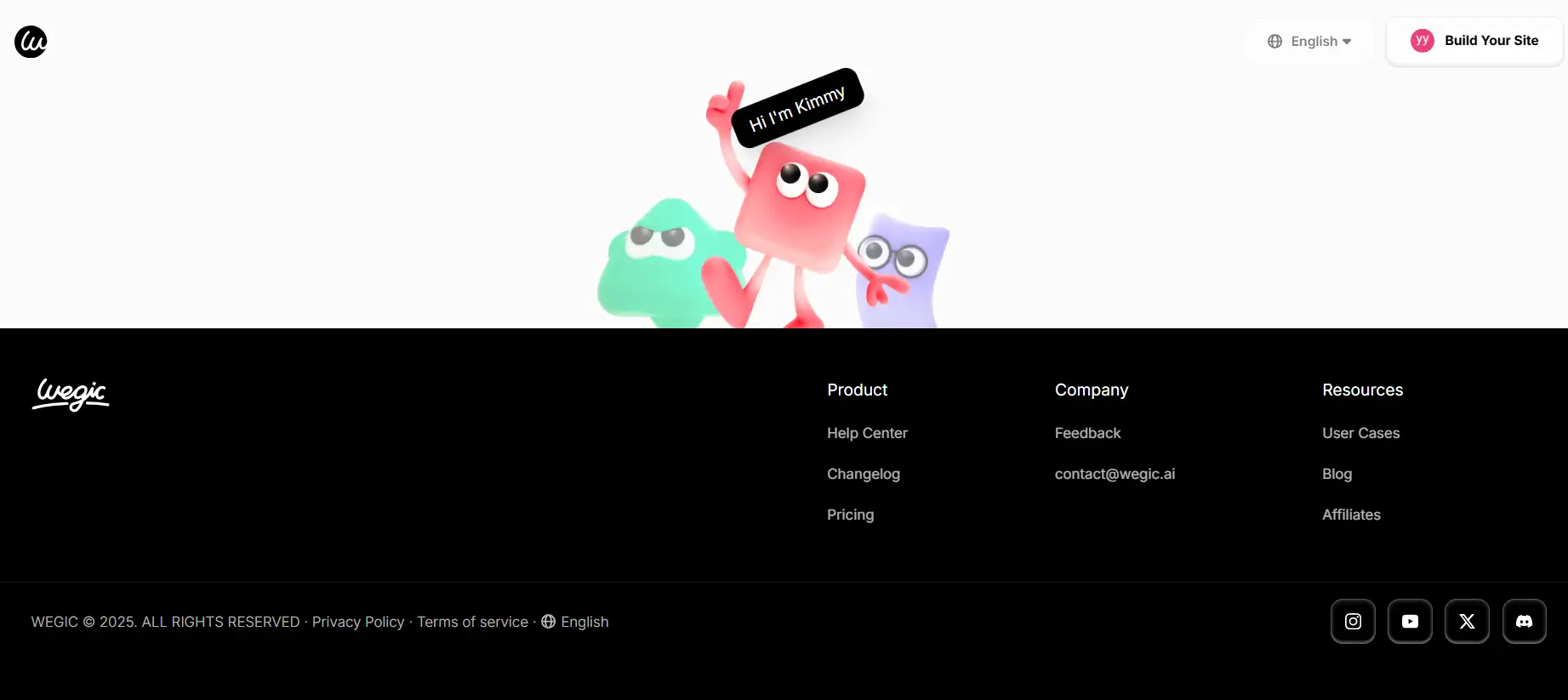 Wegic's website footer