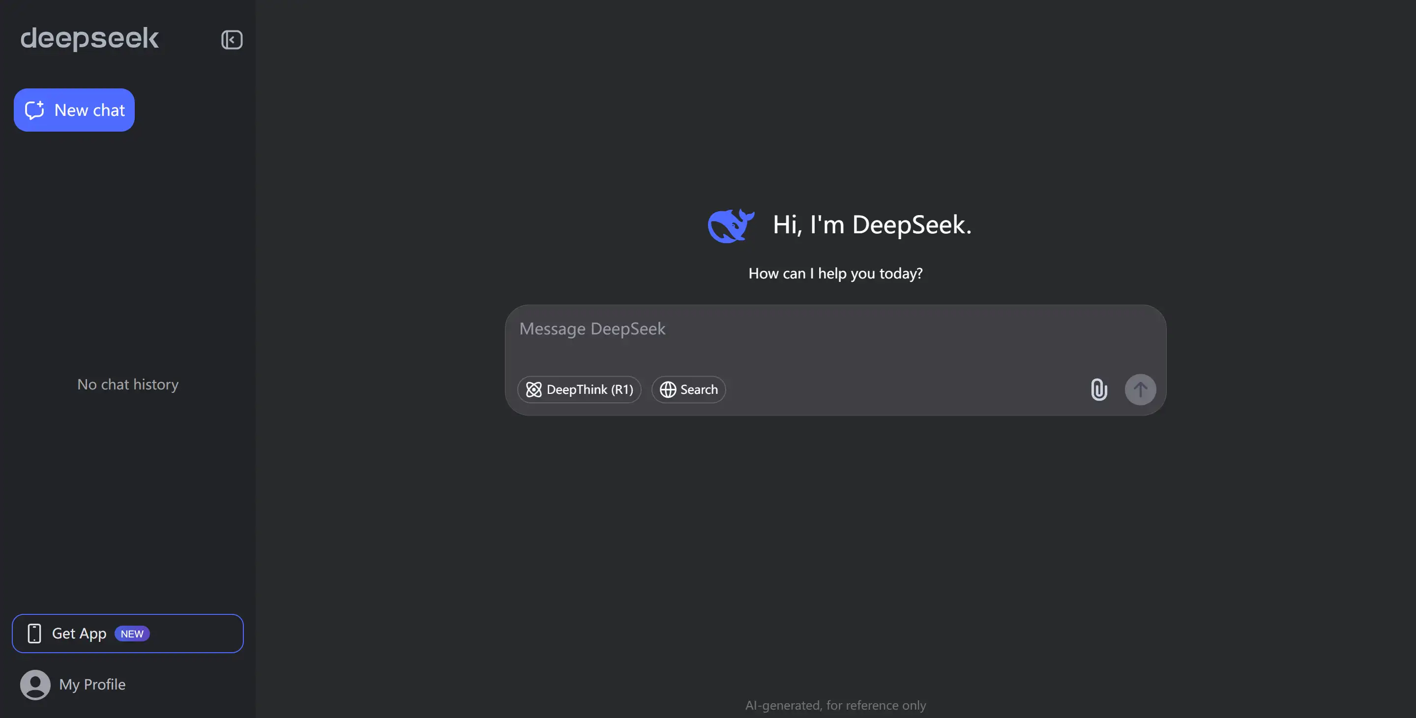 DeepSeek interface