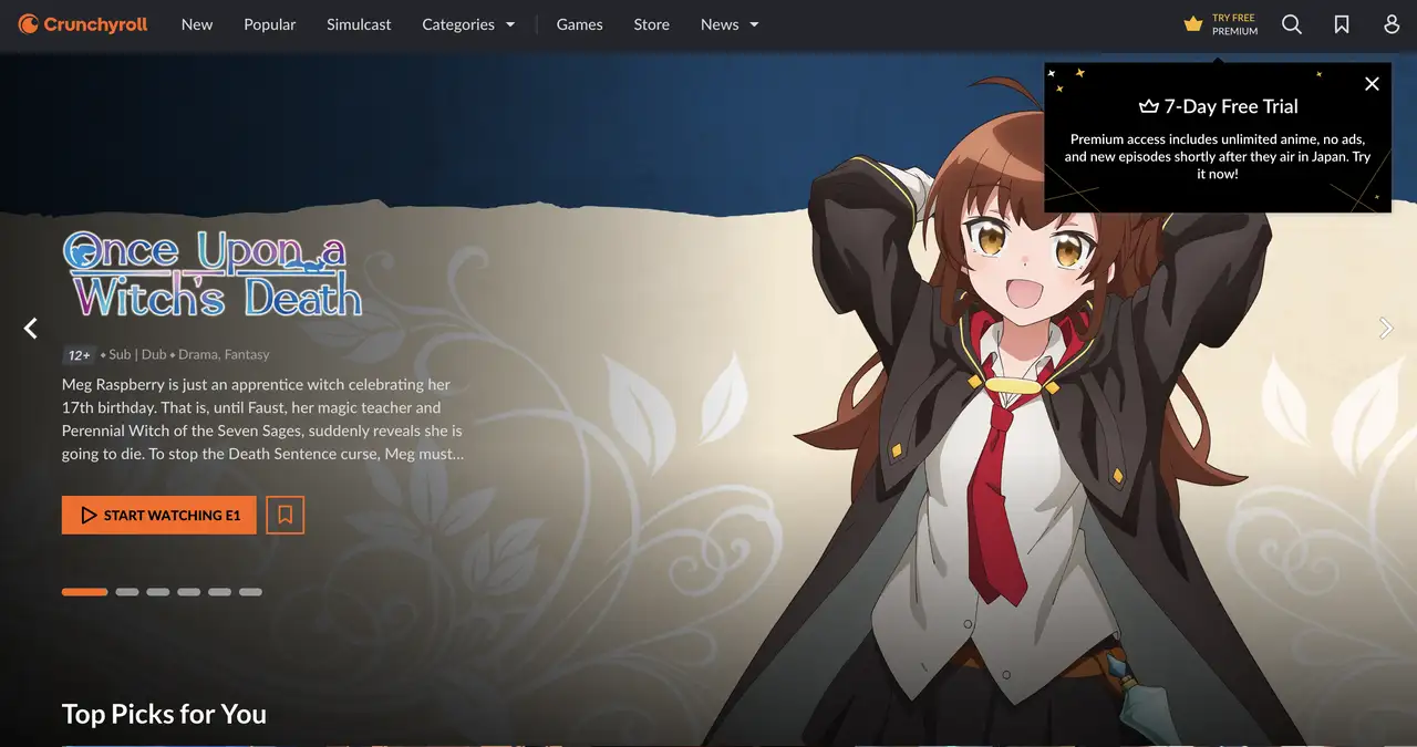 crunchyroll homepage