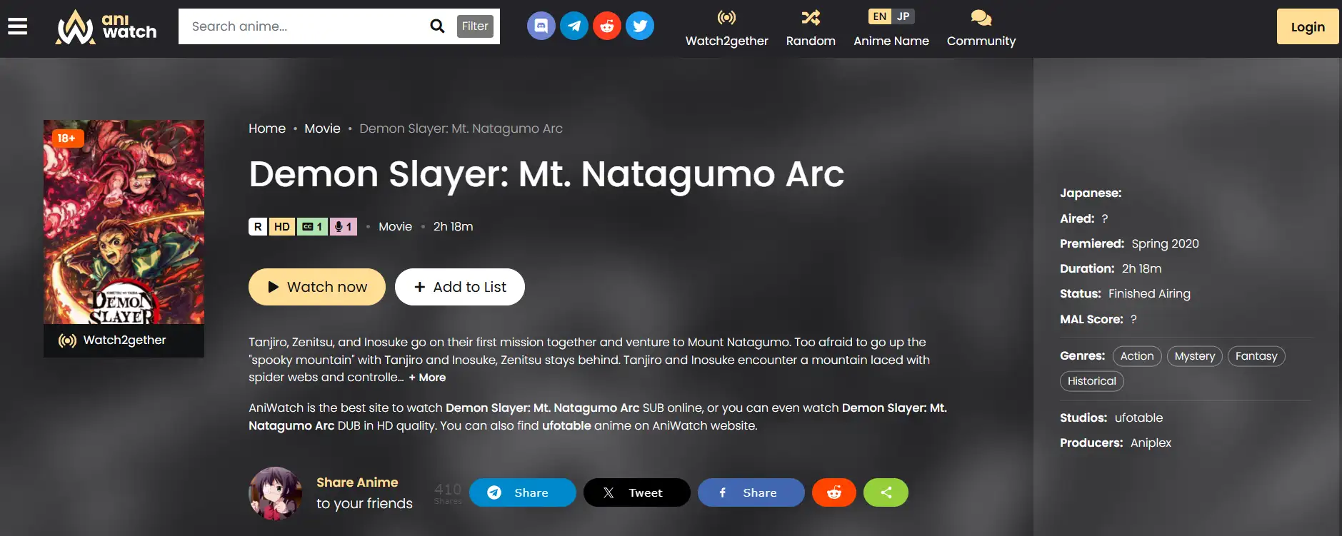 demon slayer animation on aniwatch website