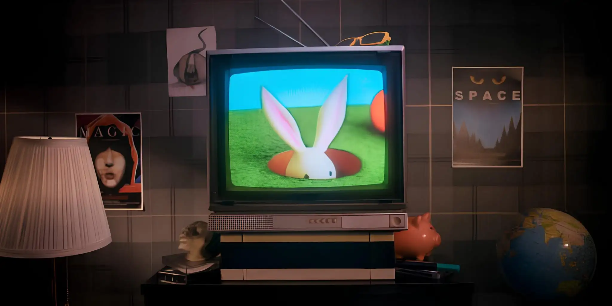 a retro TV showing the animation