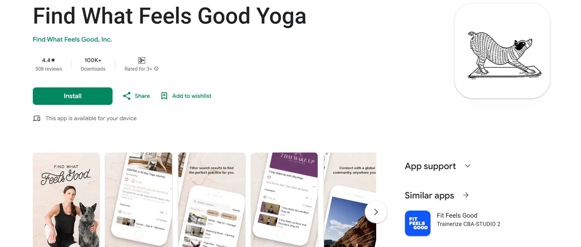Screenshot of Find What Feels Good Yoga on Google Play