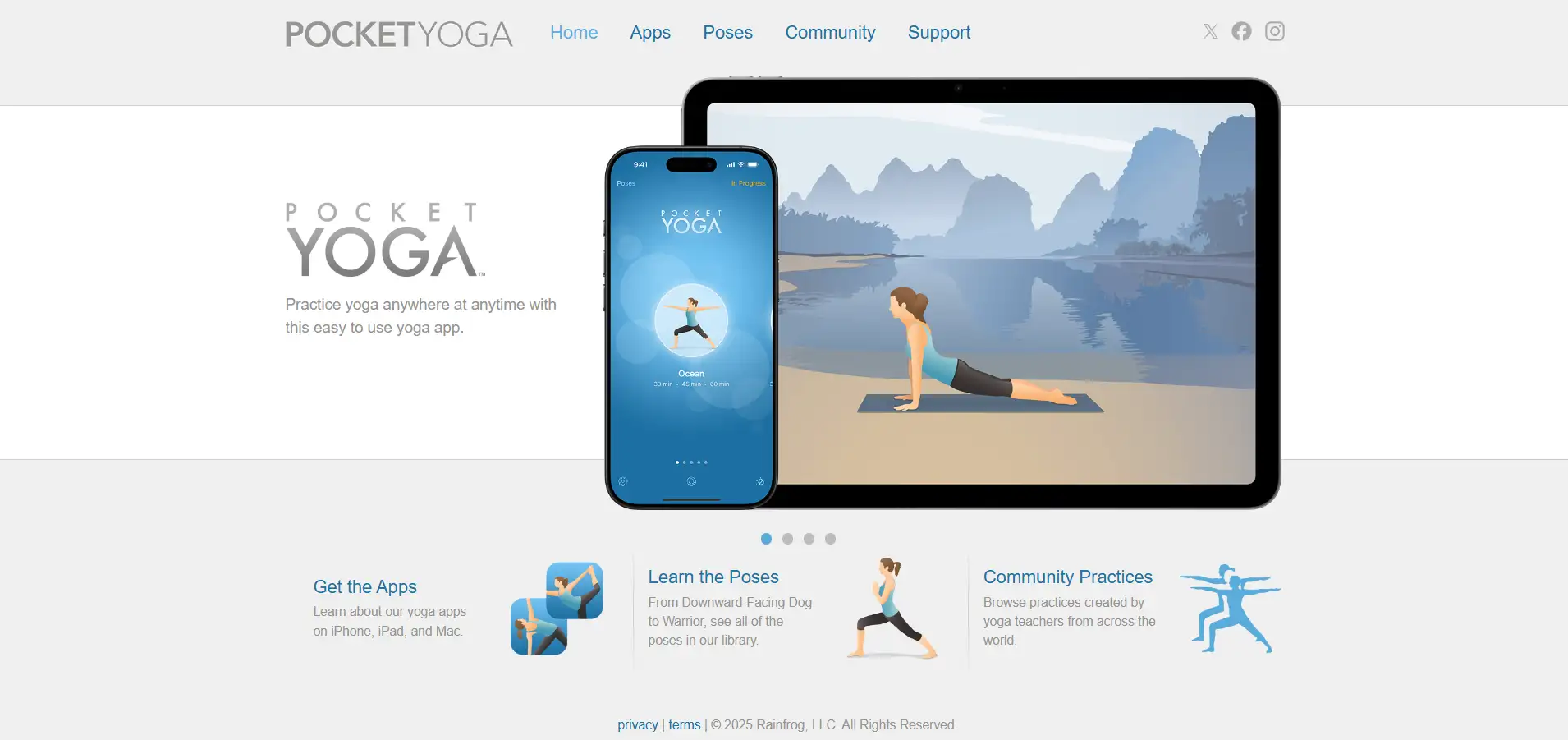 Homepage of Pocket Yoga