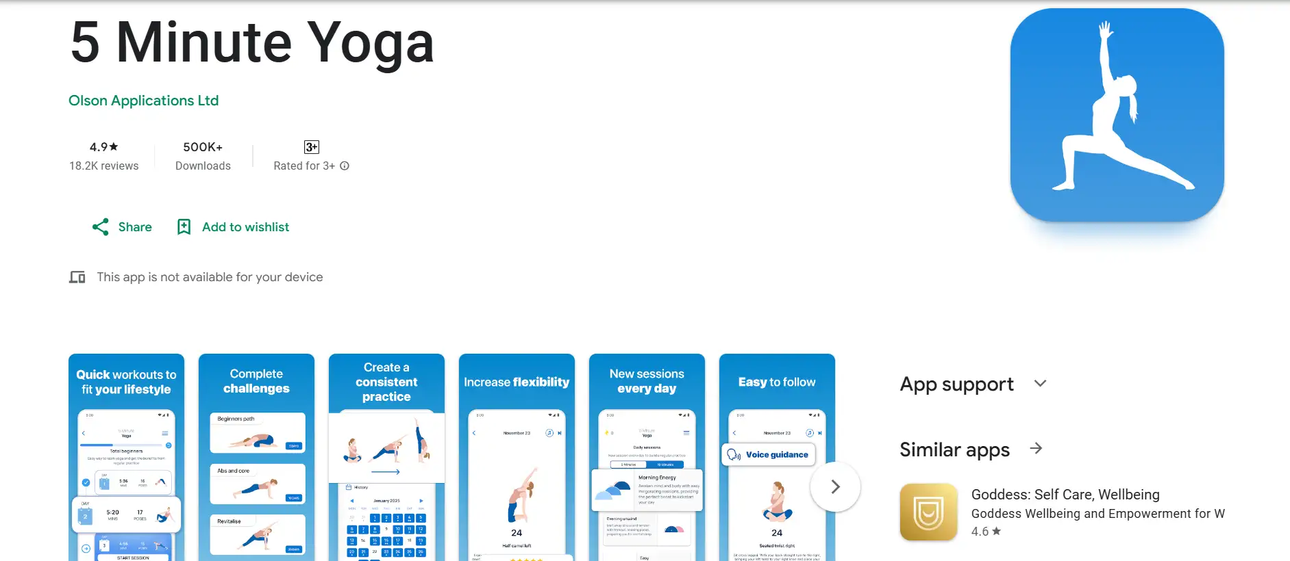 Screenshot of 5 Minute Yoga on Google Play