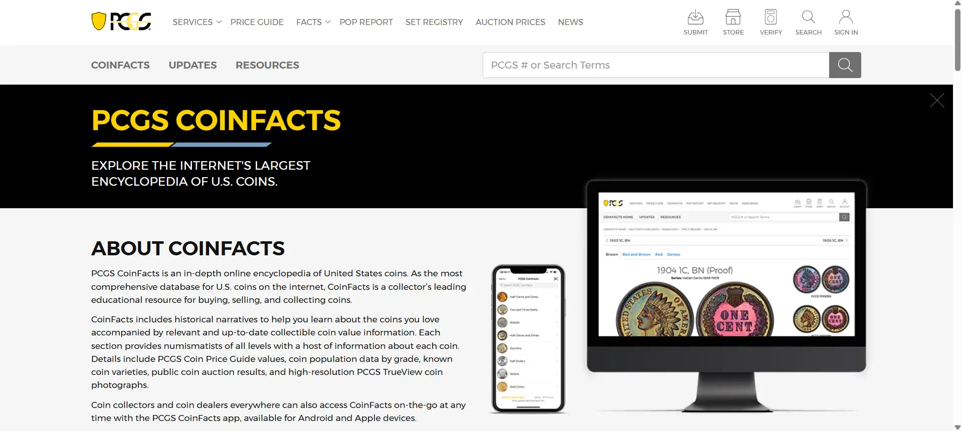 pcgs coinfacts homepage