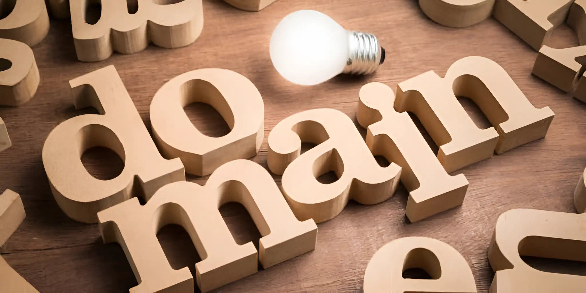 the building blocks form the domain name word with a light bulb next to it