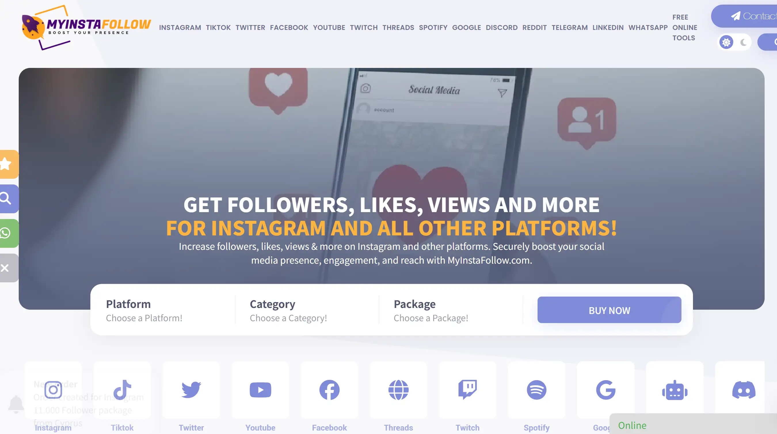 MyInstaFollow's homepage
