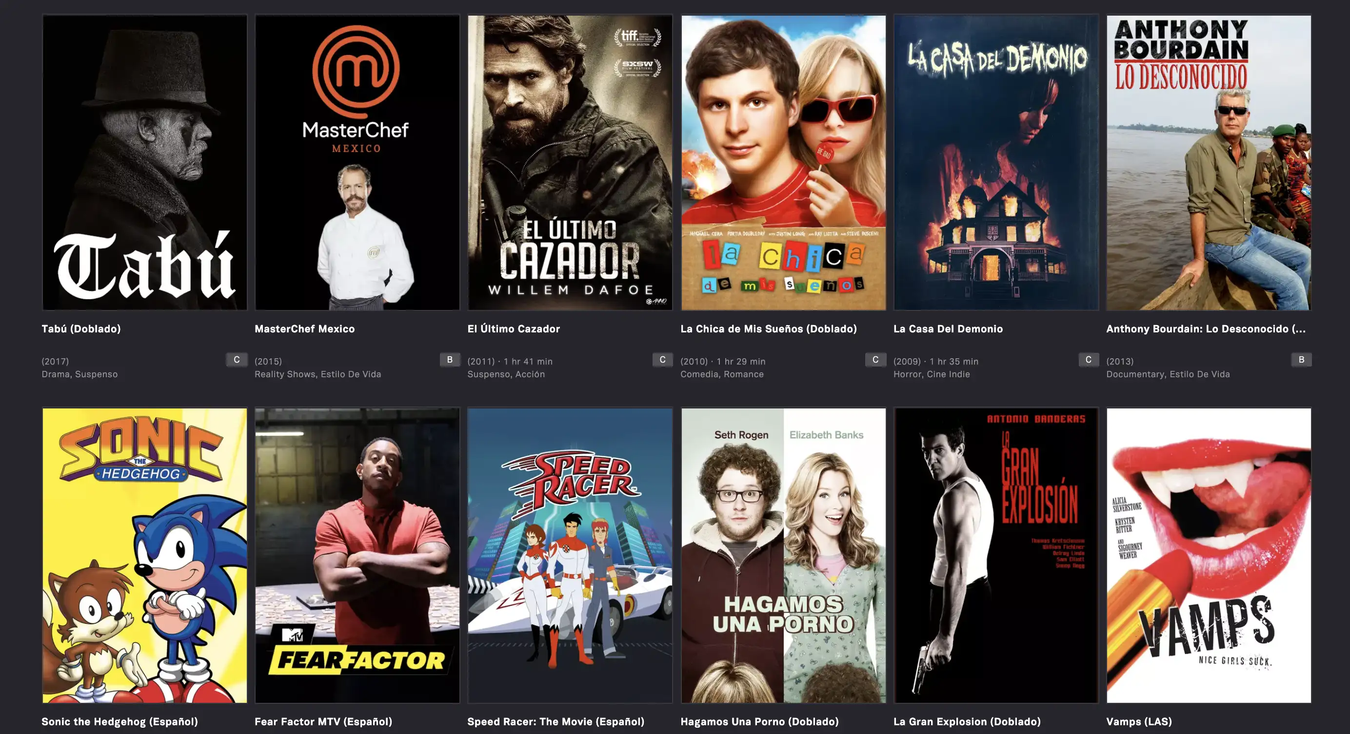 tubi movie collection page