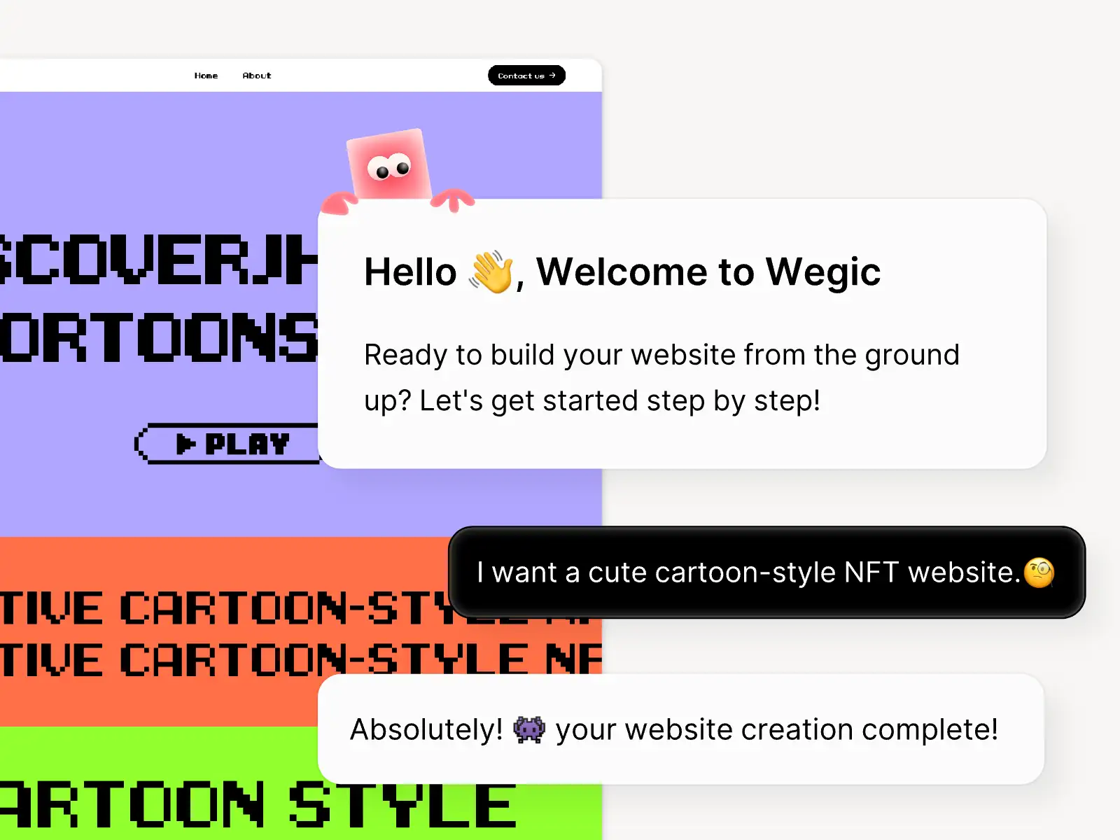 wegic conversational ai website builder interface showcase