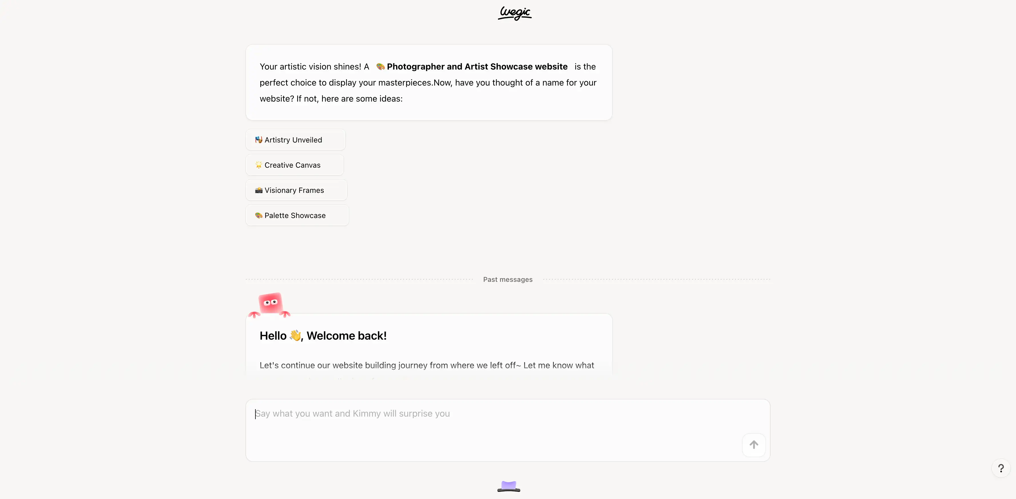 start chat by chat with wegic today
