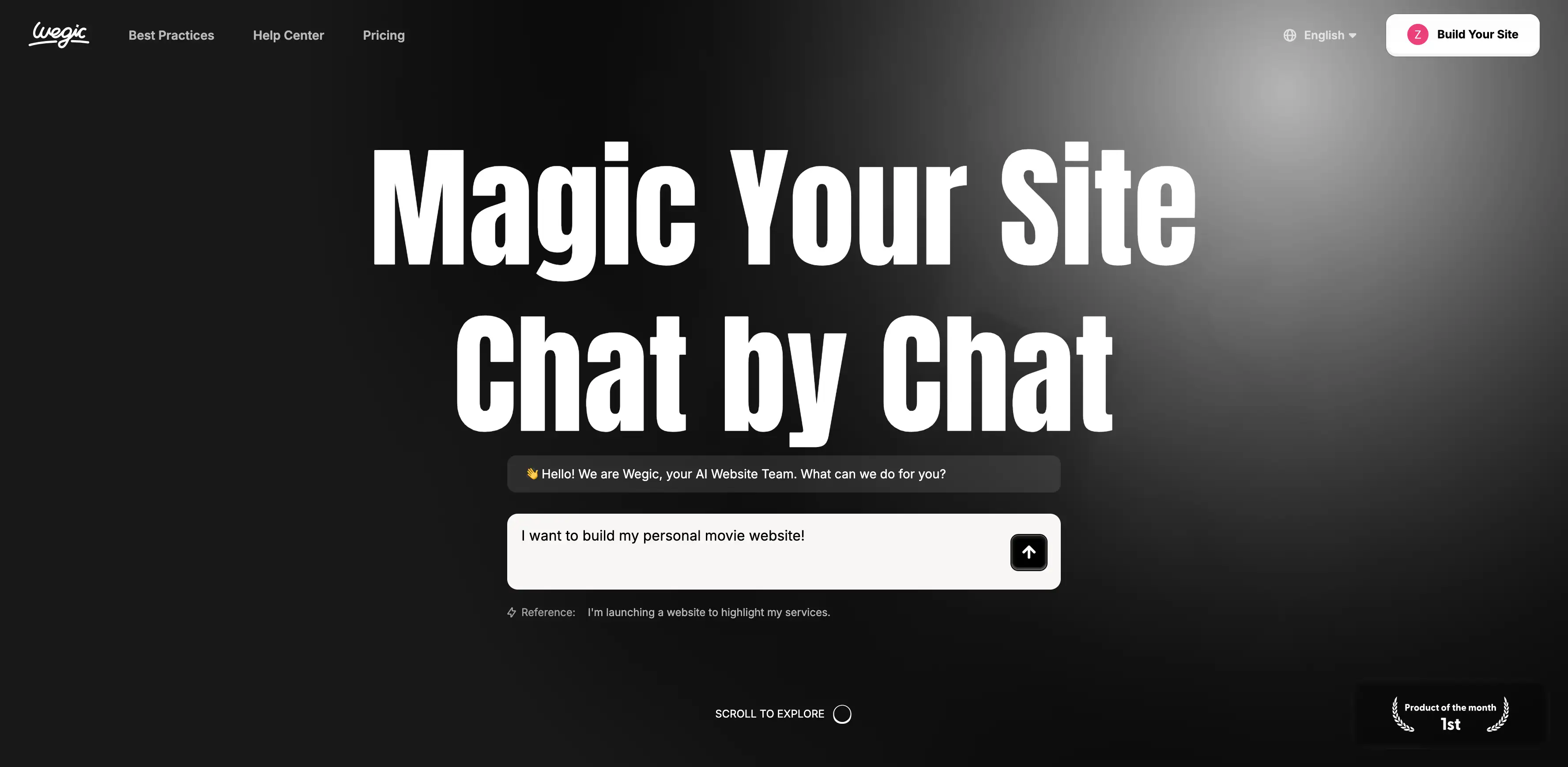 magic your site chat by chat with wegic