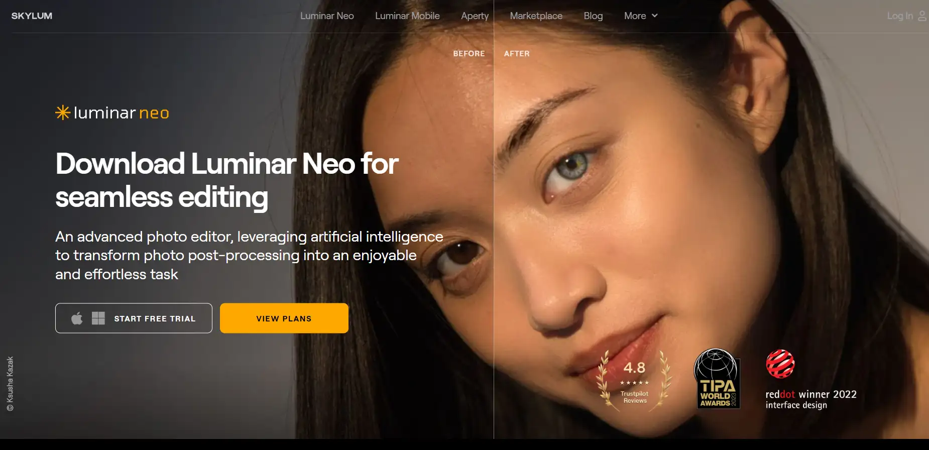 Skylum Luminar Neo's homepage