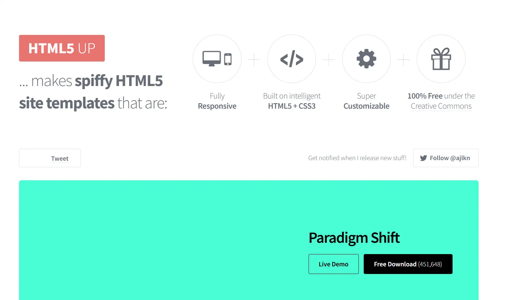 HTML5 UP homepage HTML5 UP homepage