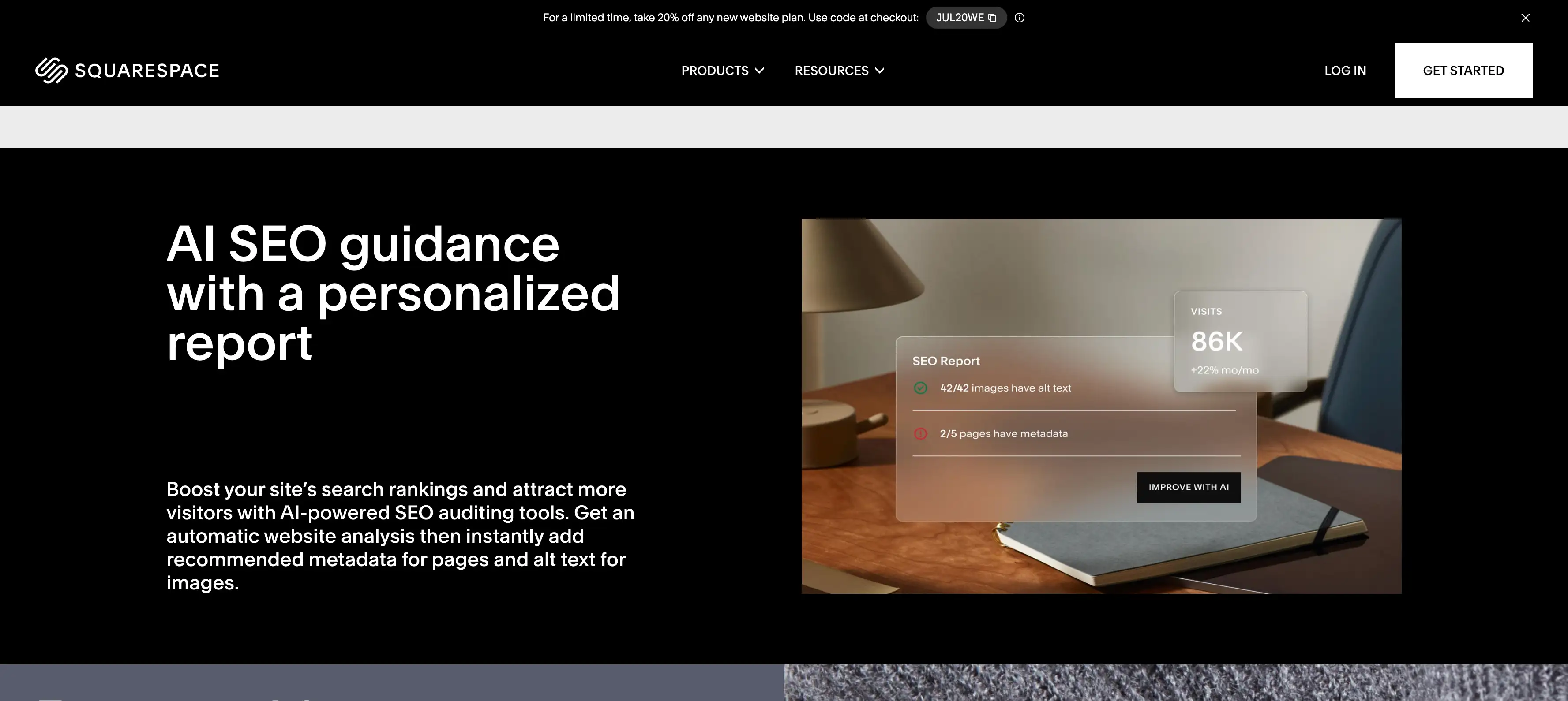squarespace ai seo guidance with a personalized report