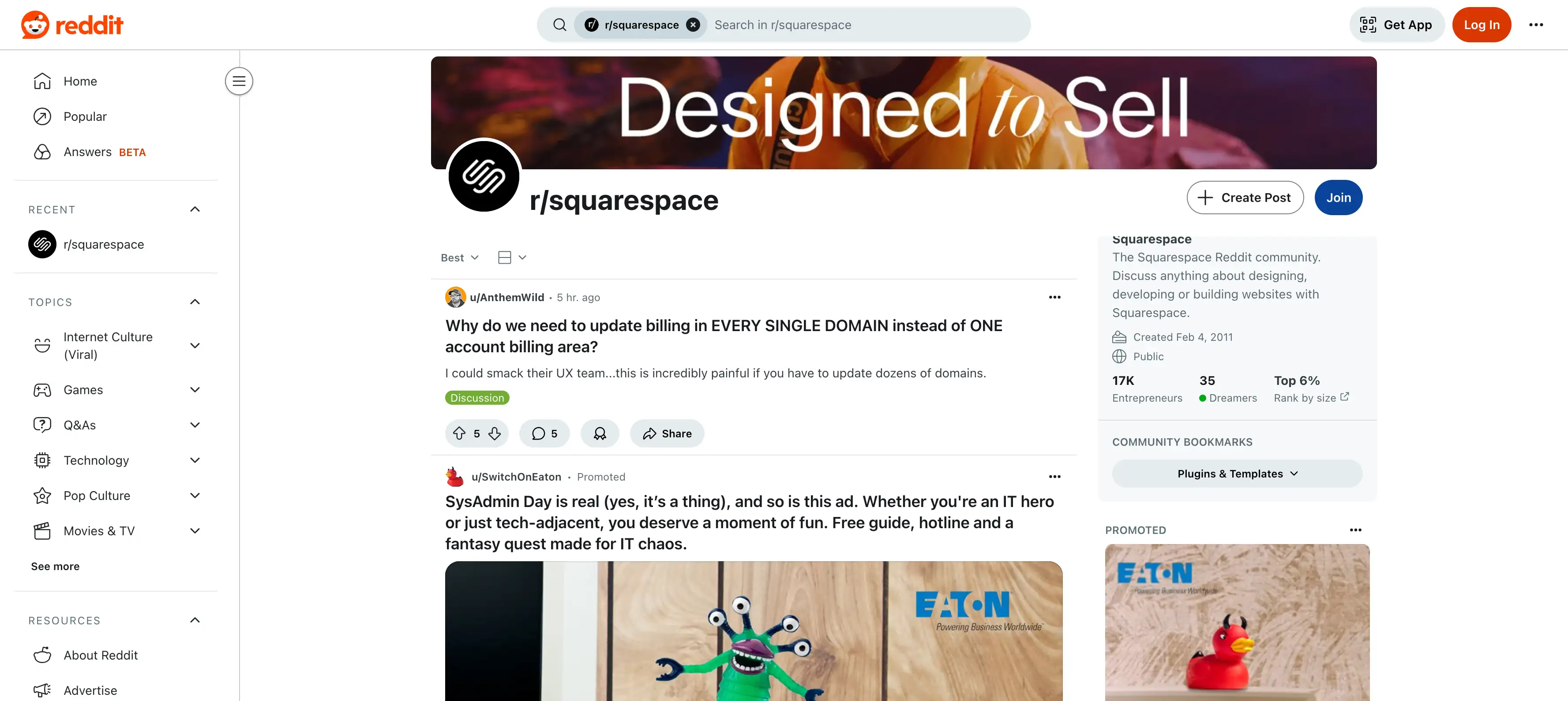 reddit squarespace group