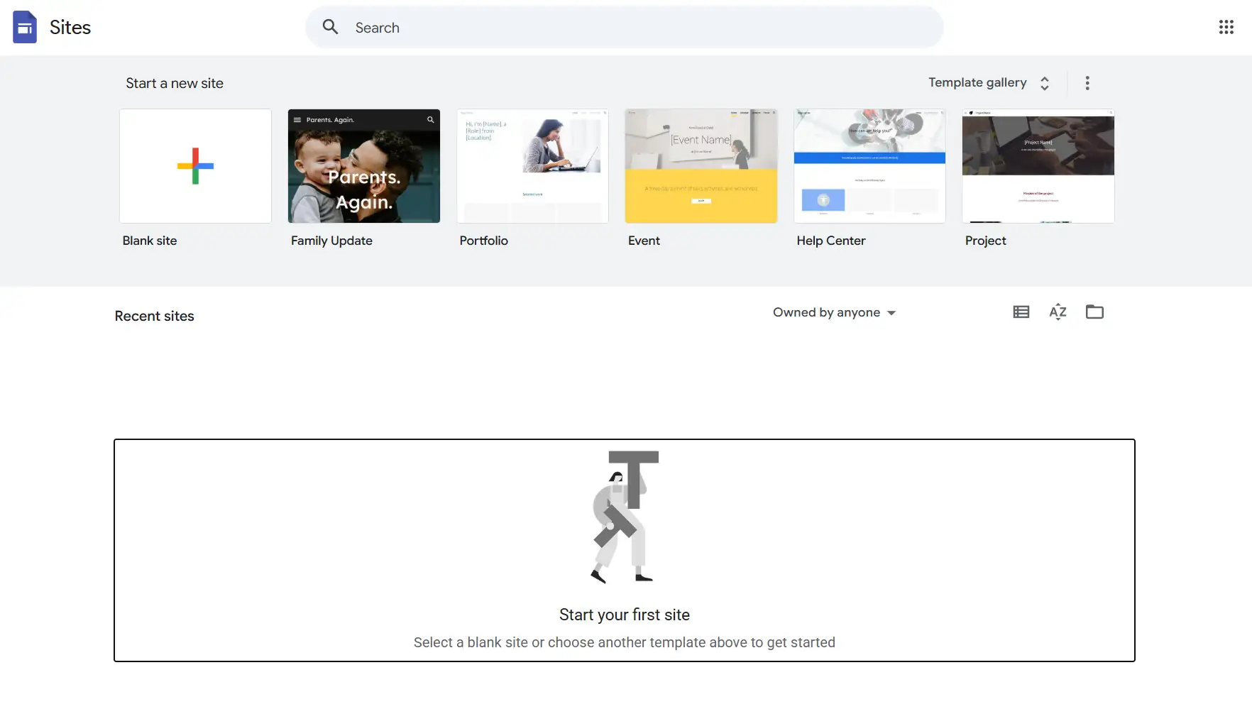 Google Sites homepage Google Sites homepage