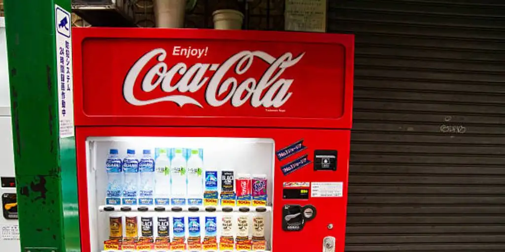 fridge with funny coca-cola font