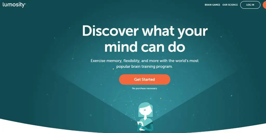 lumosity interface: girl undergoes brain memory and flexibility training