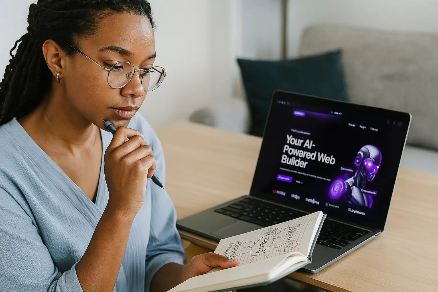 A creative entrepreneur turning their ideas into a professional website using the Wegic.ai no-code website builder. A creative entrepreneur turning their ideas into a professional website using the Wegic.ai no-code website builder.