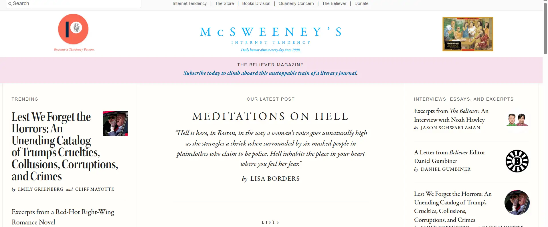 mcsweeney's internet tendency homepage