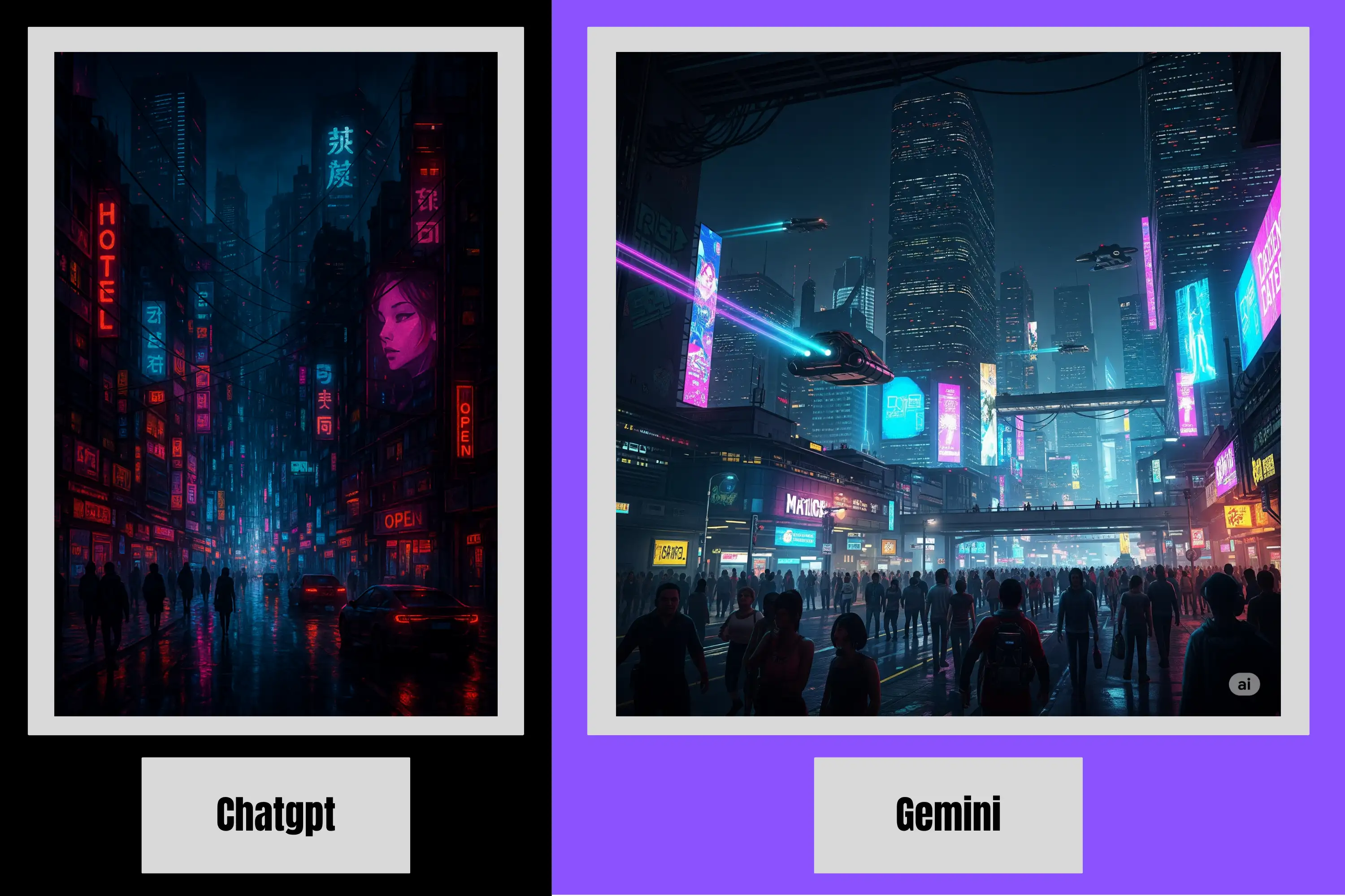 a futuristic cyberpunk cityscape at night