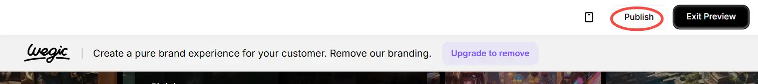 Publish button on Wegic Publish button on Wegic