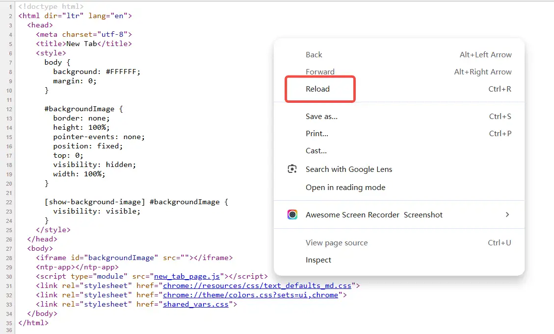 click “reload” to check http header information