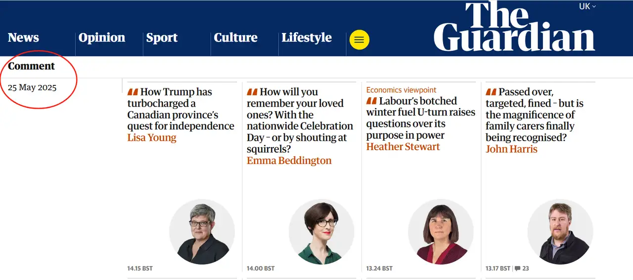 use the comment to estimate the date of the page’s publication