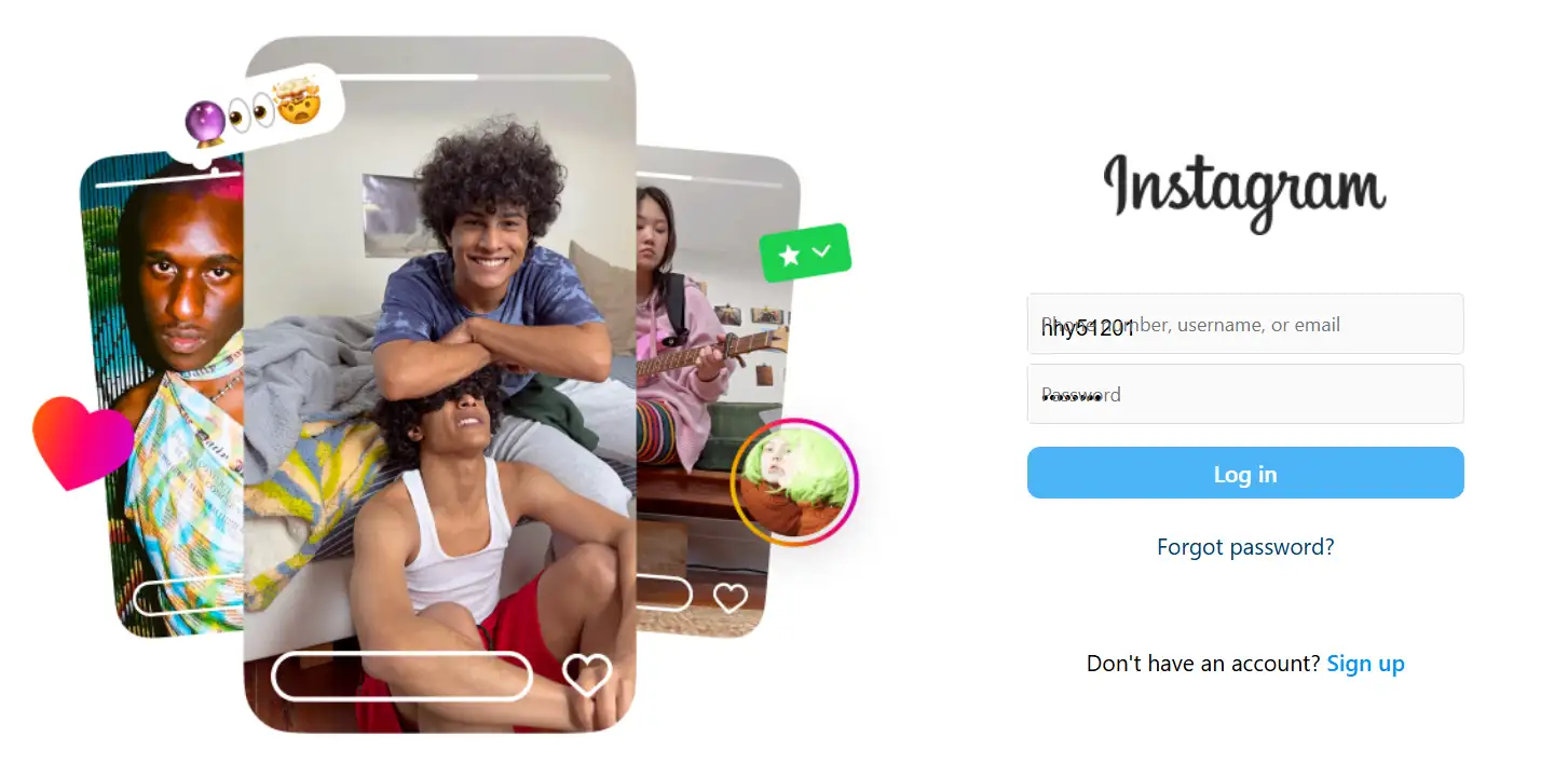 Instagram's login page