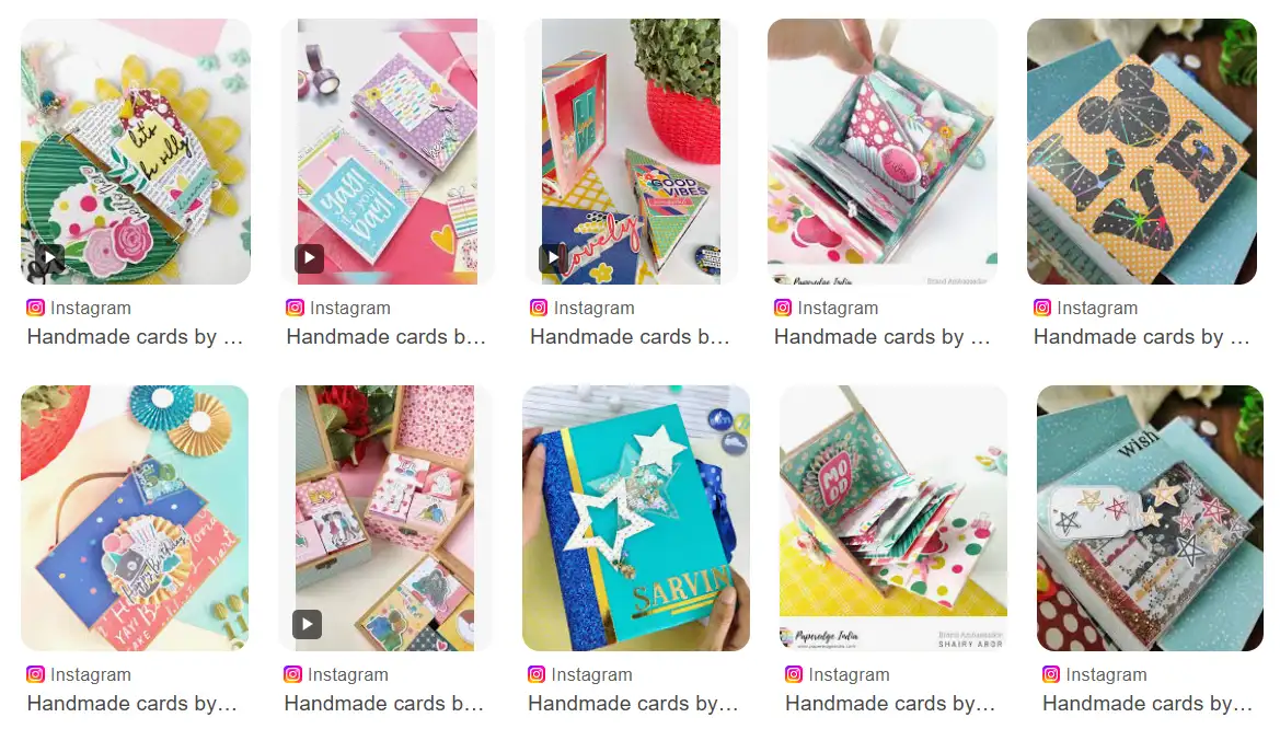 Many photos and Reels of handmade cards posted on Shairy's Instagram