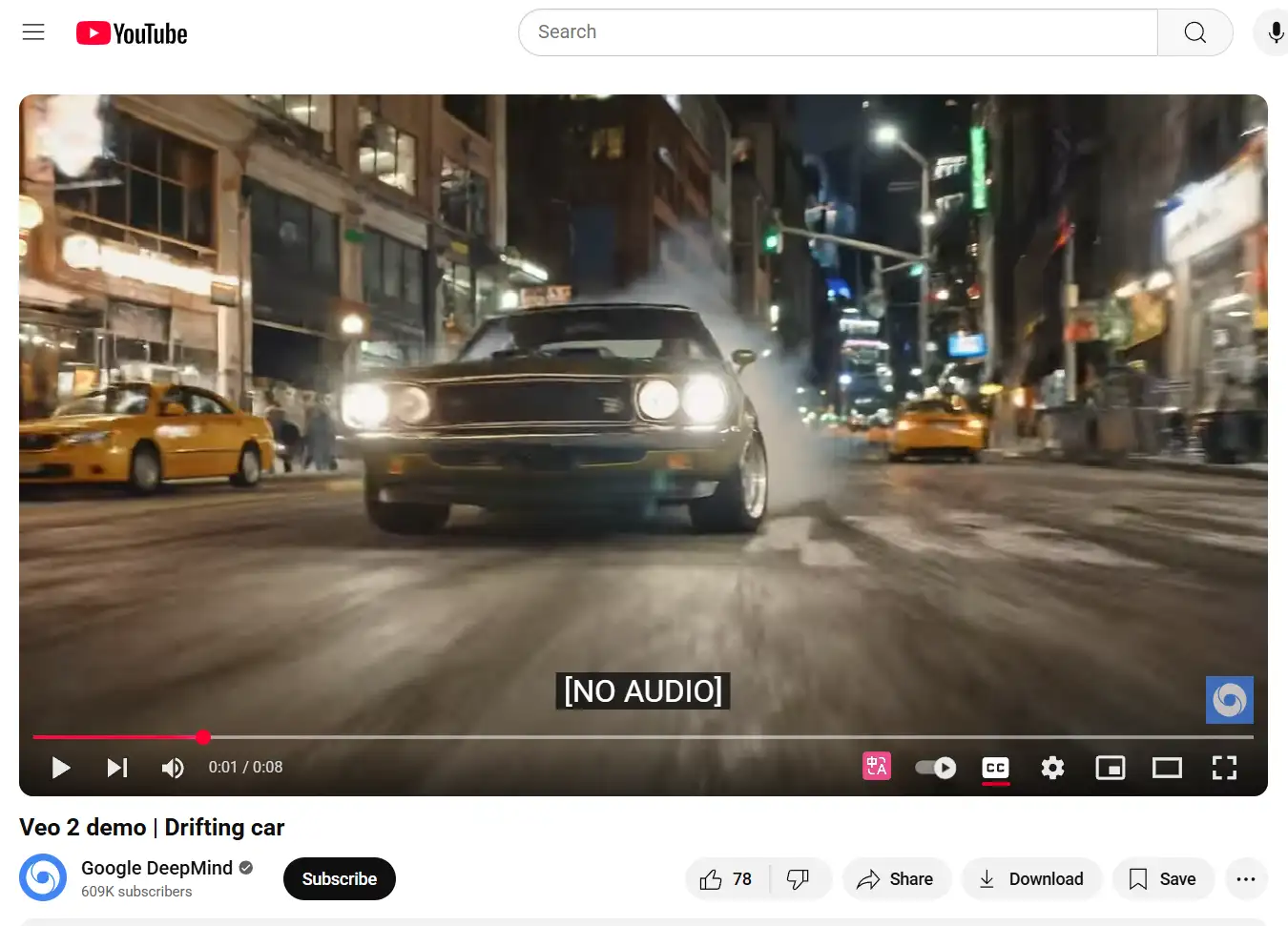 Speeding car video generated by google veo 2