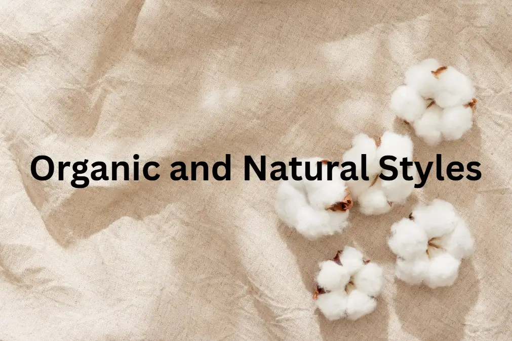 Black "Organic and natural styles" text against a few cotton balls Black "Organic and natural styles" text against a few cotton balls
