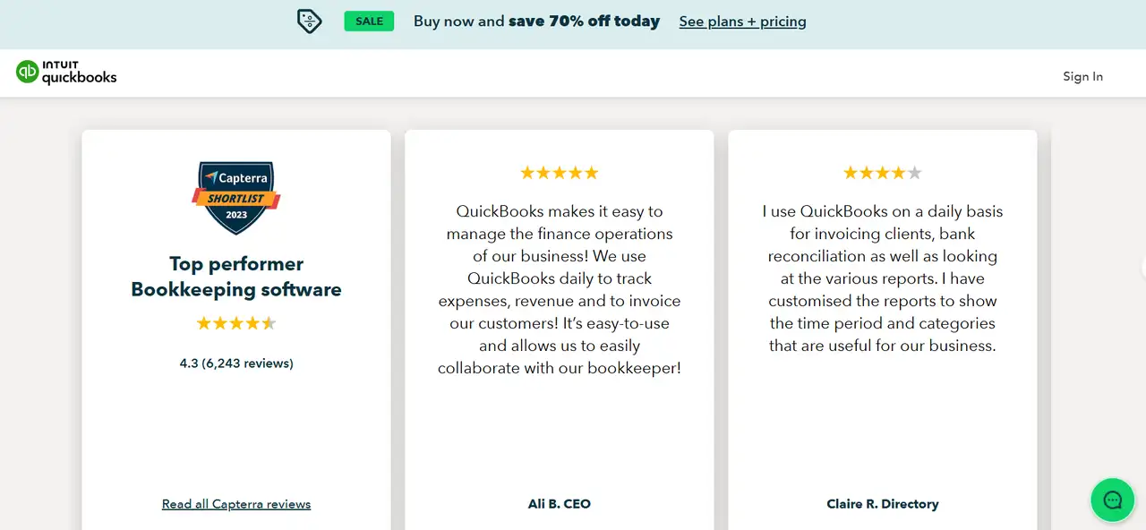 page shows custom reviews