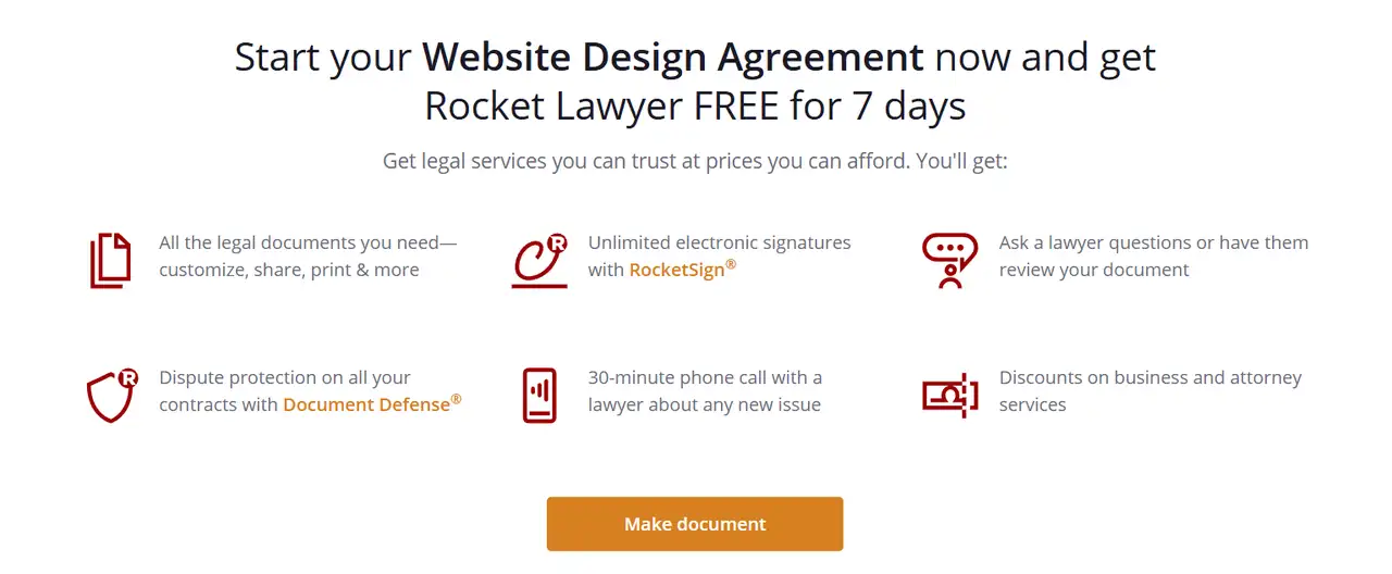 page starts with the title website design agreement