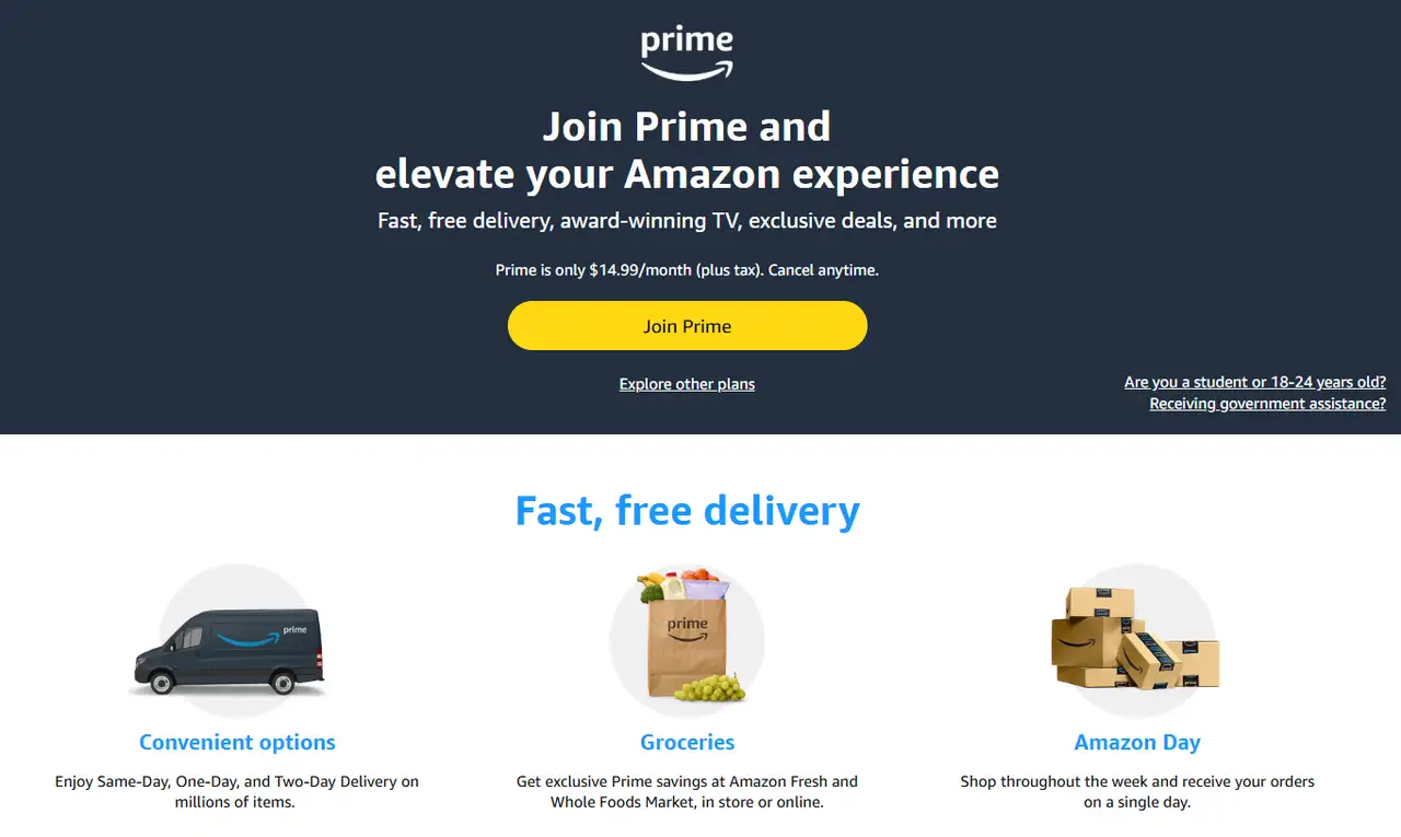 amazon prime student landing page