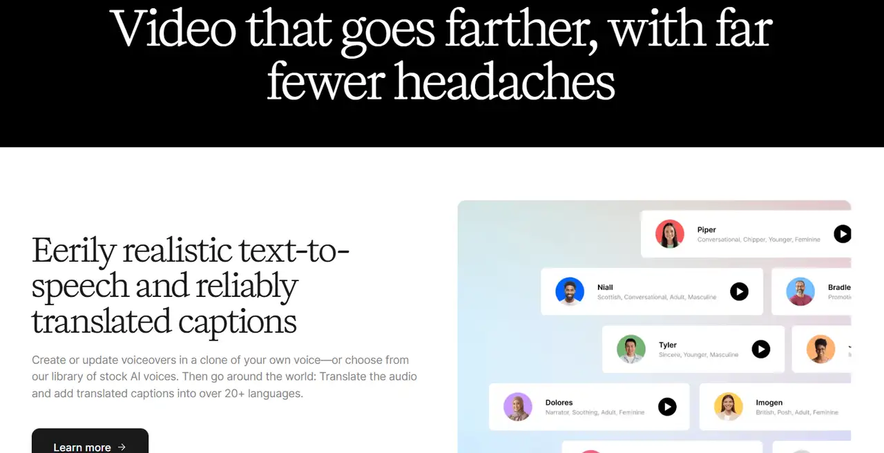 page has a dark background with bright text