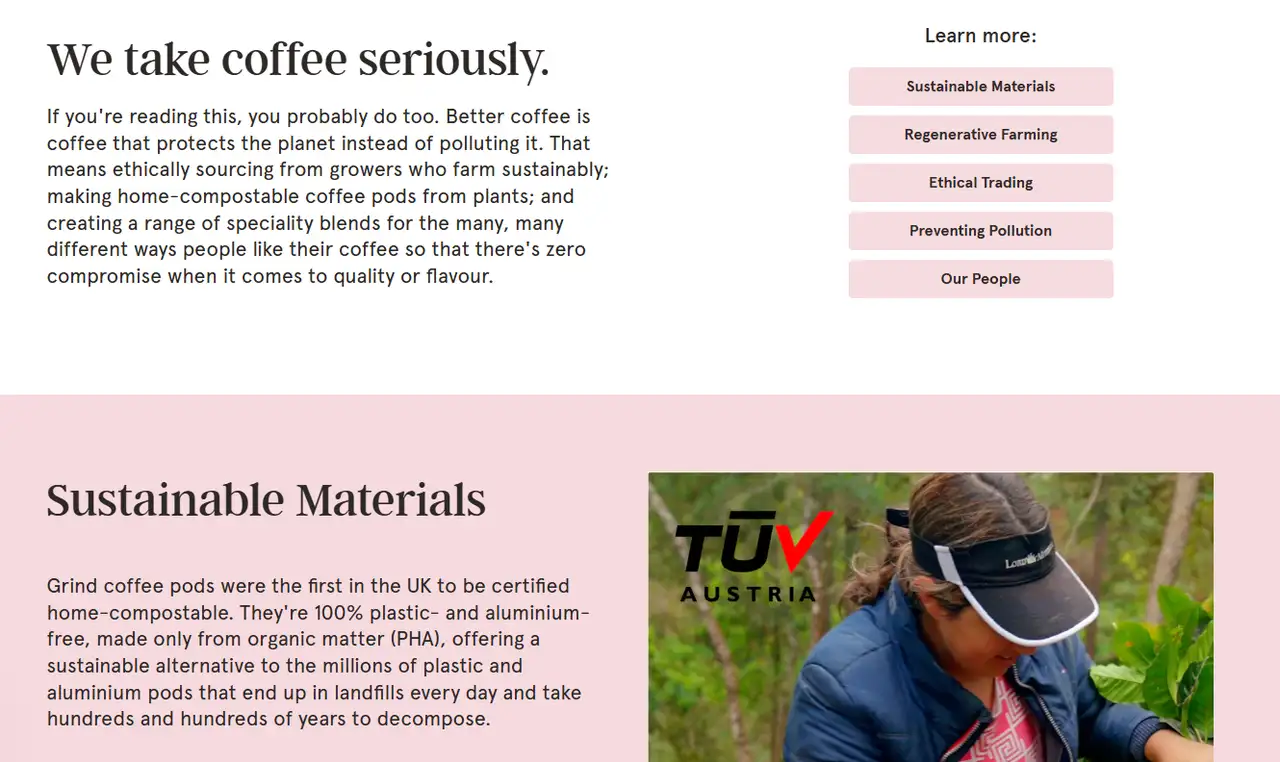 grind’s sustainability page