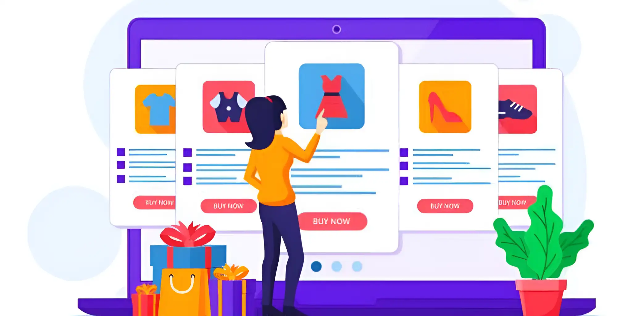 girl clicks on shopping ad landing page