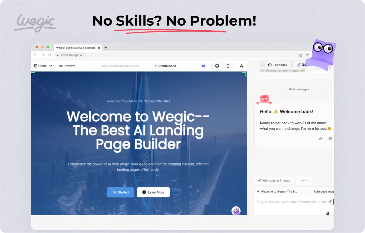 wegic allows you build pages without code