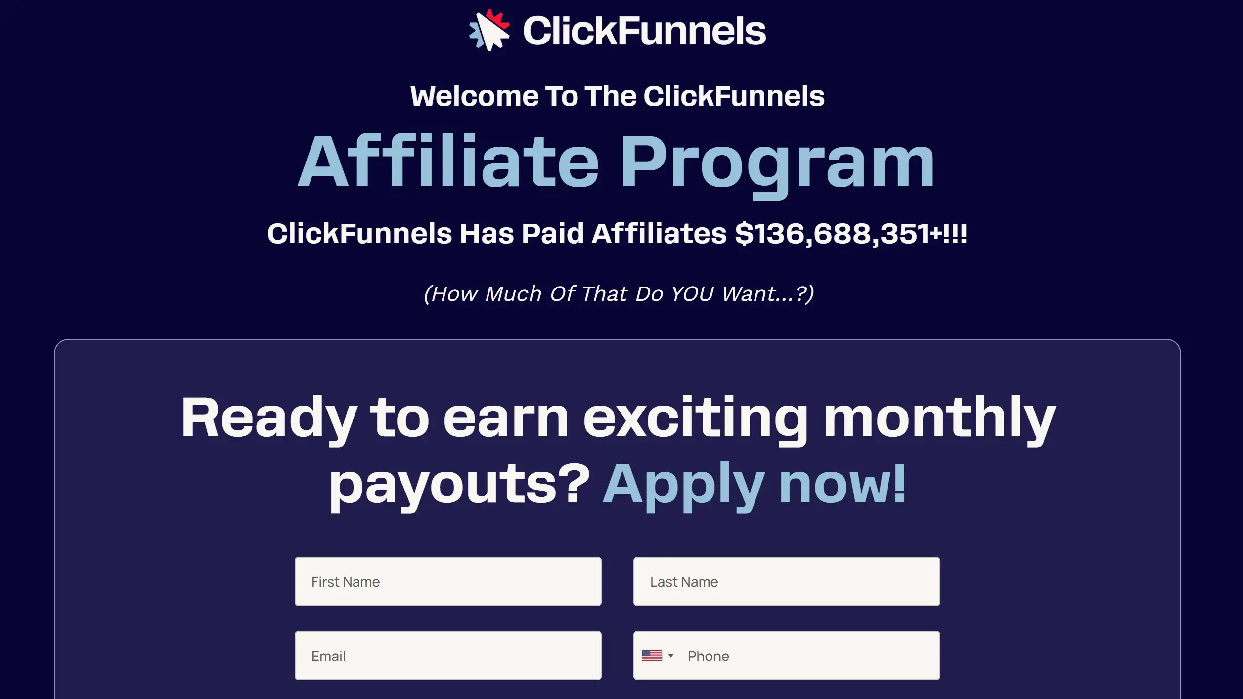 Homepage of ClickFunnels Affiliate Program