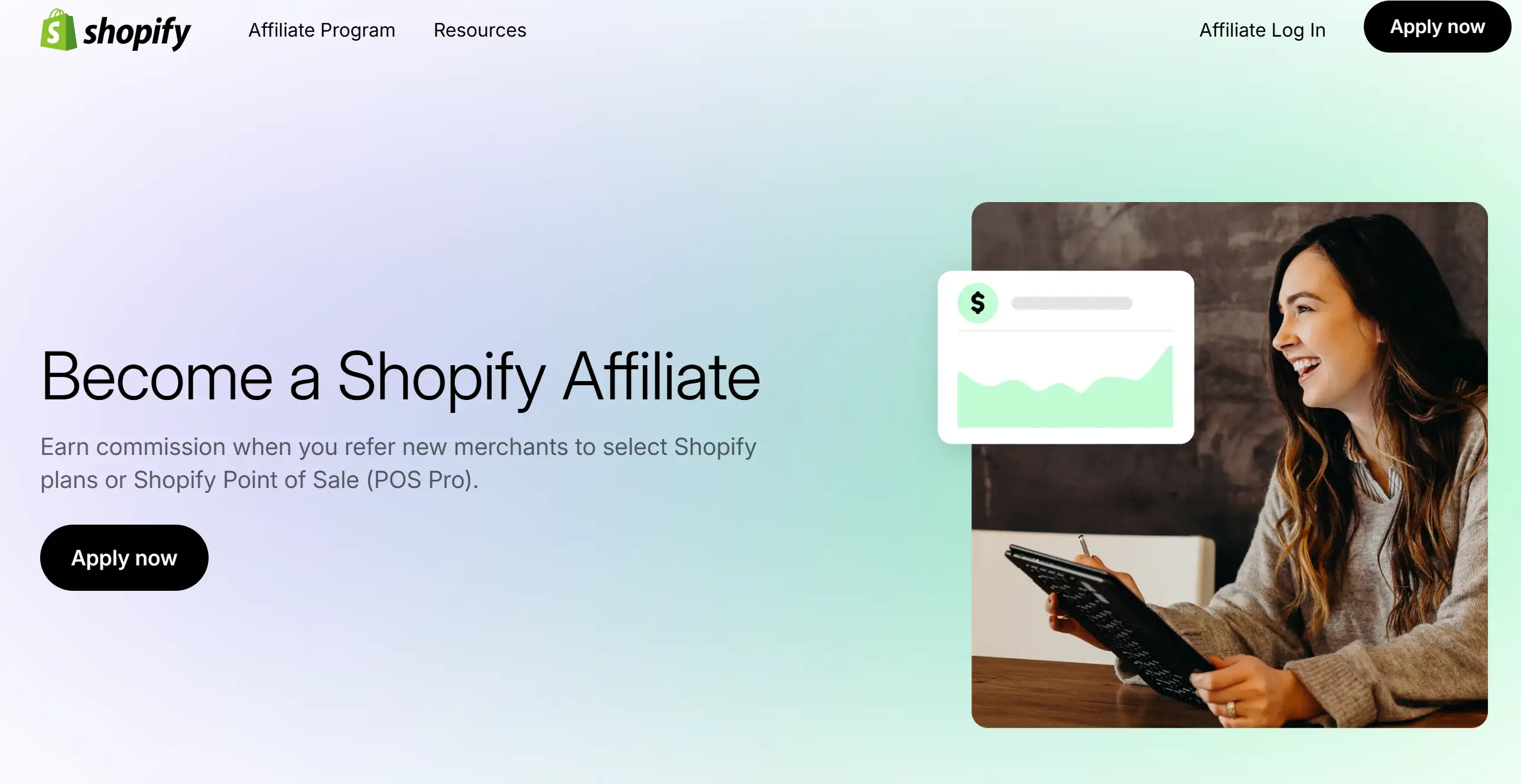 Homepage of Shopify Affiliate Program