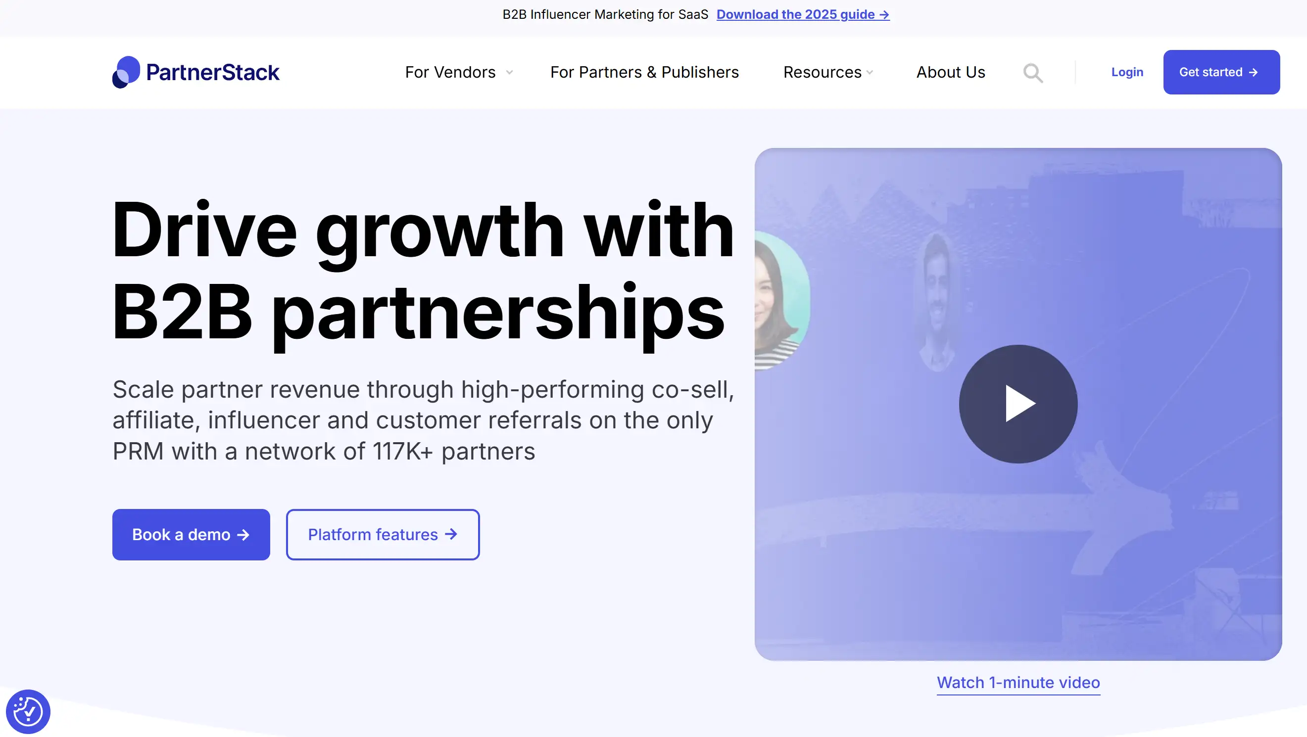 Homepage of PartnerStack affiliate