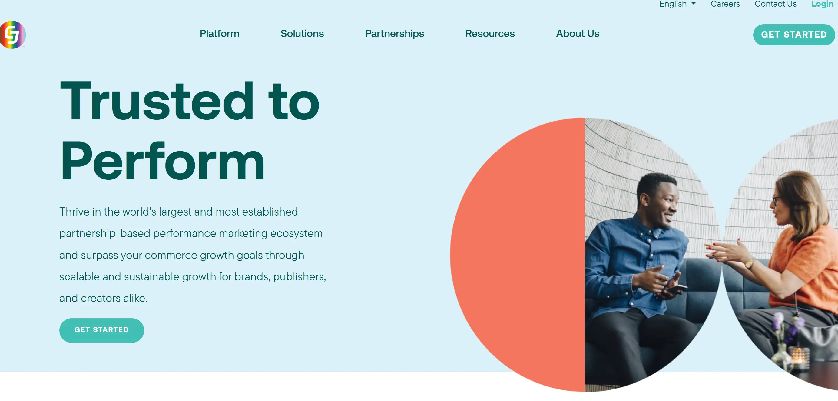 Homepage of CJ affiliate