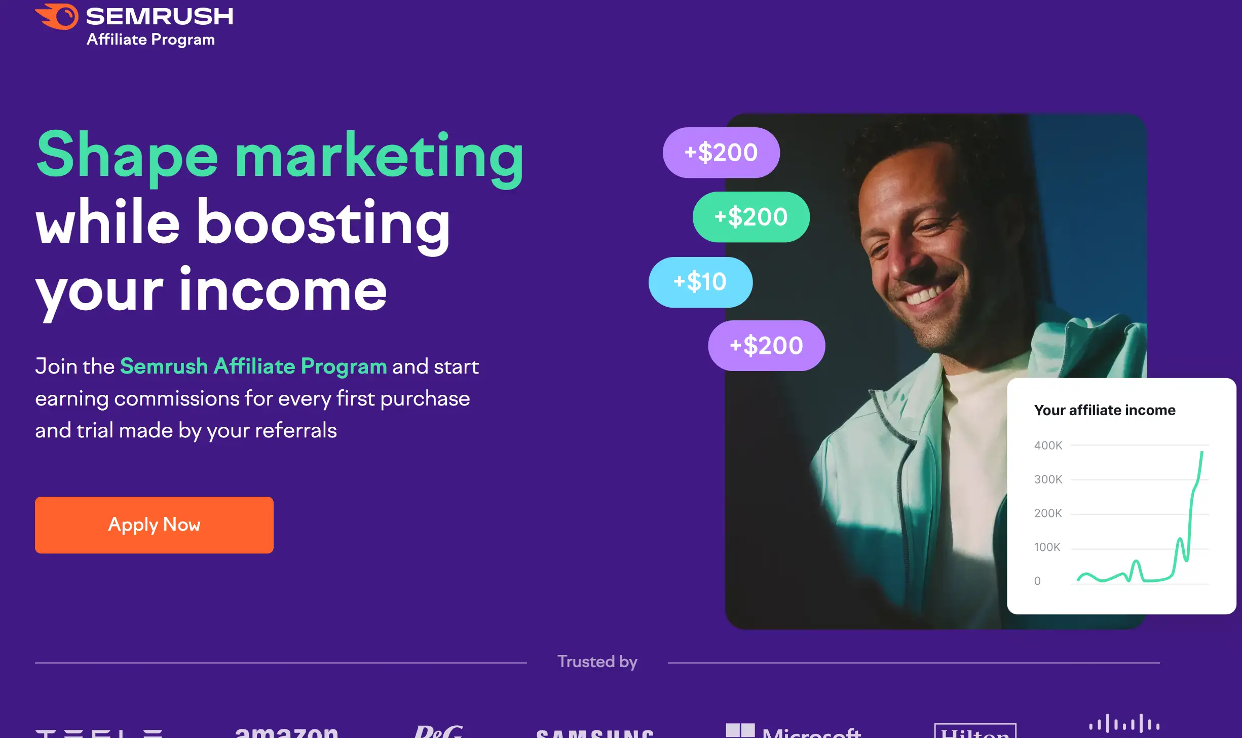 Homepage of Semrush Affiliate Program