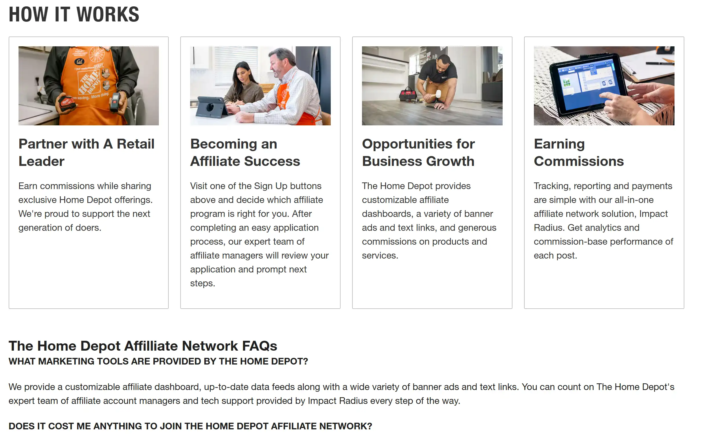 how does home depot affiliate work
