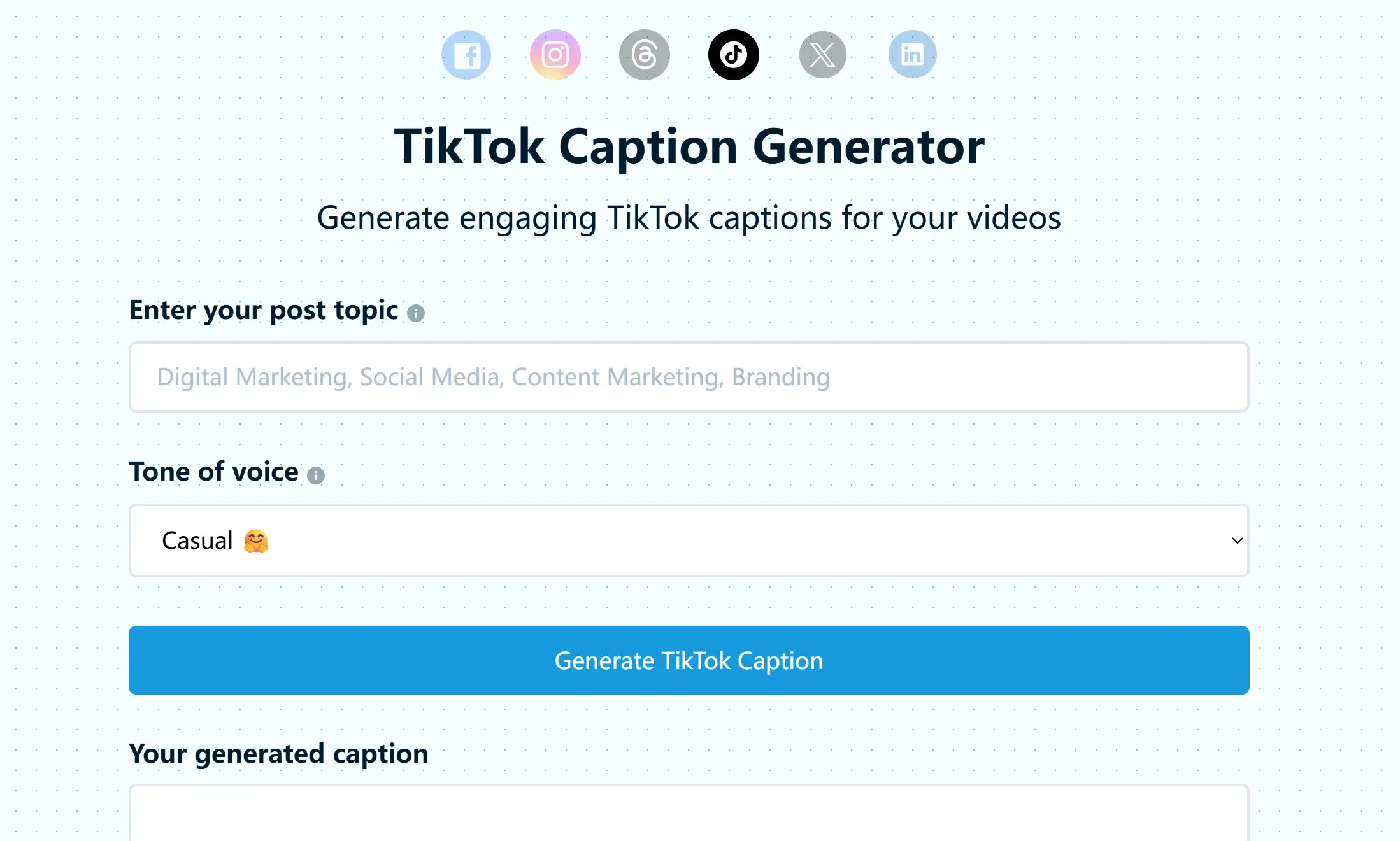 Homepage of Mention TikTok caption generator Homepage of Mention TikTok caption generator
