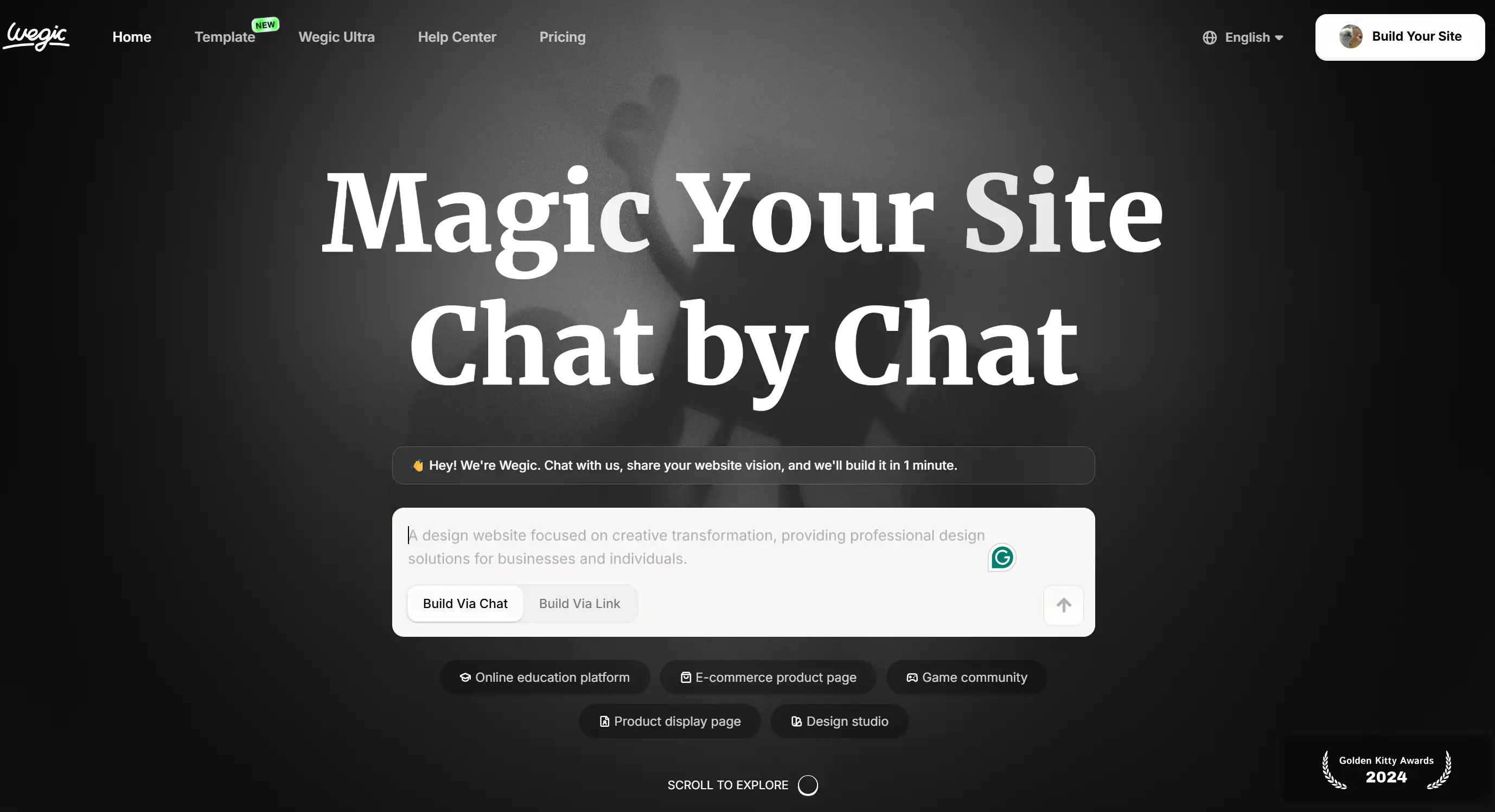 Homepage of AI website builder - Wegic Homepage of AI website builder - Wegic