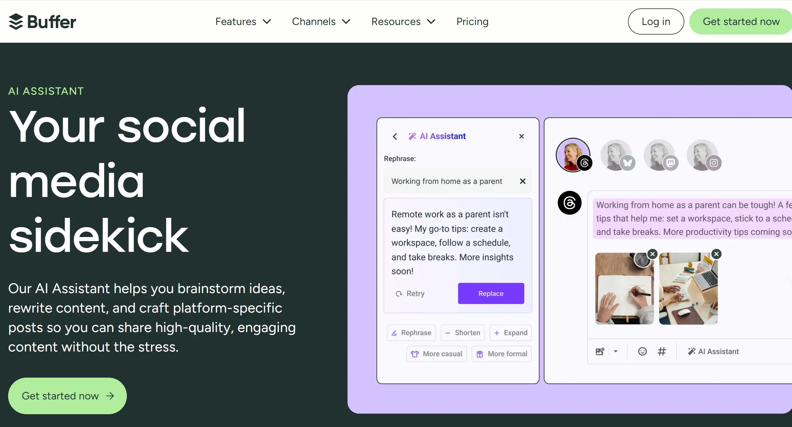 Homepage of Buffer AI Homepage of Buffer AI