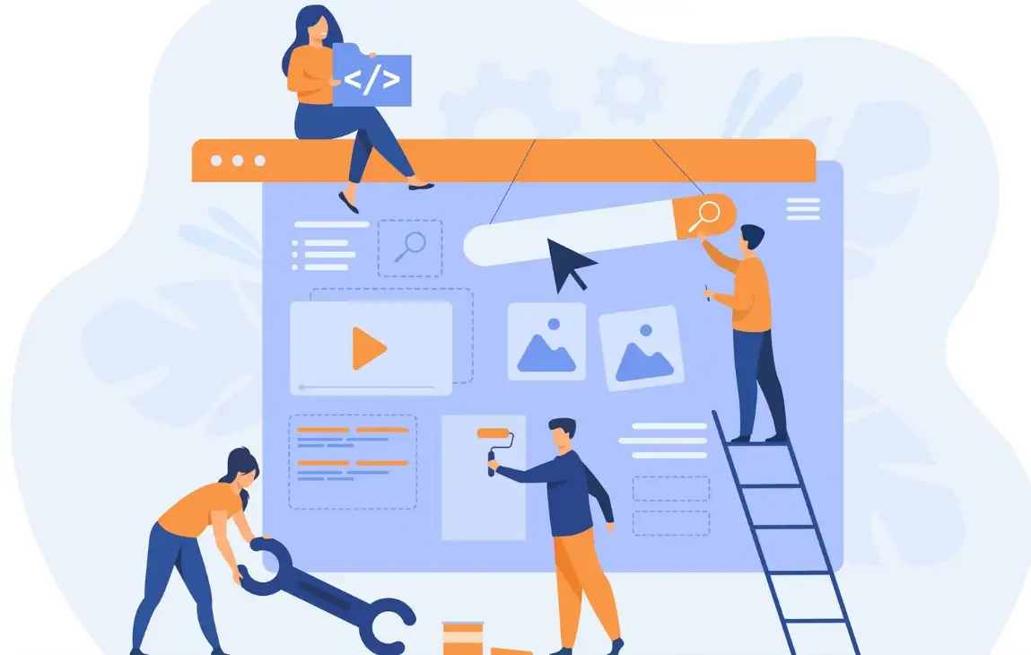 Digital marketing team working on website maintenance