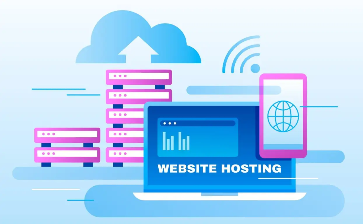 Abstract website hosting with a laptop and a phone Abstract website hosting with a laptop and a phone
